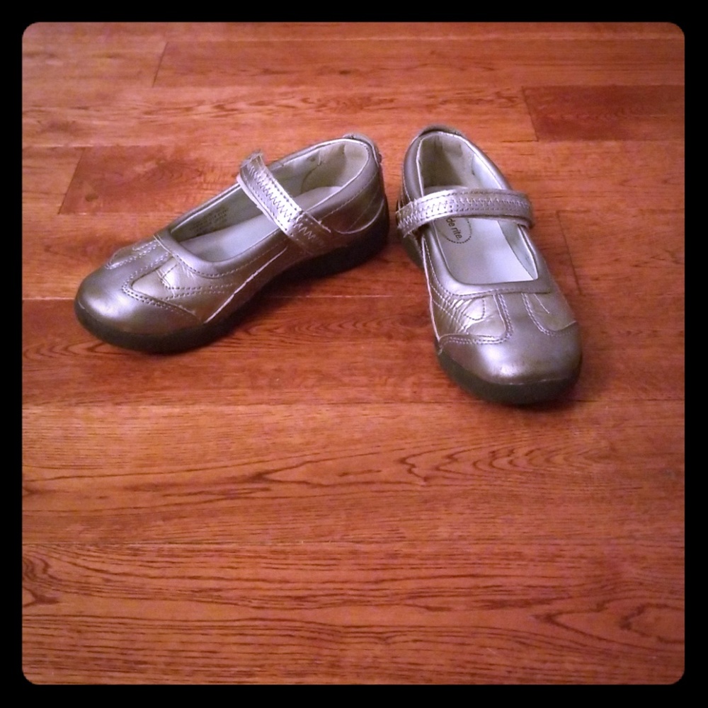 Girls Stride Rite Pewter Mary Jane Sjoes